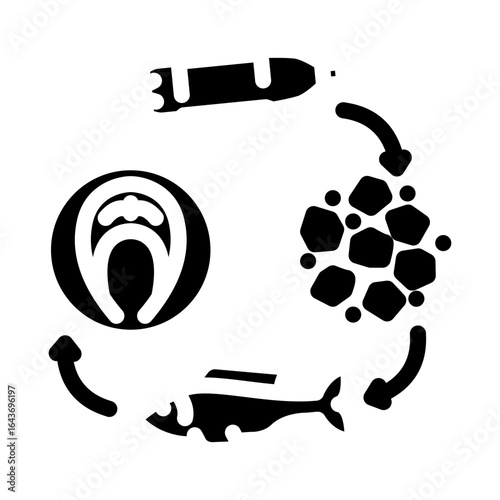 contamination microplastic food chain glyph icon vector illustration