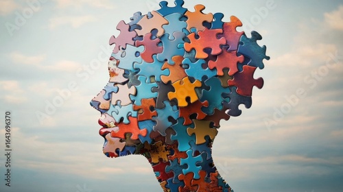 A human head made of puzzle pieces- representing World Mental Health Day.