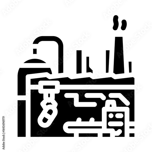 pharmaceutical plant emissions glyph icon vector illustration