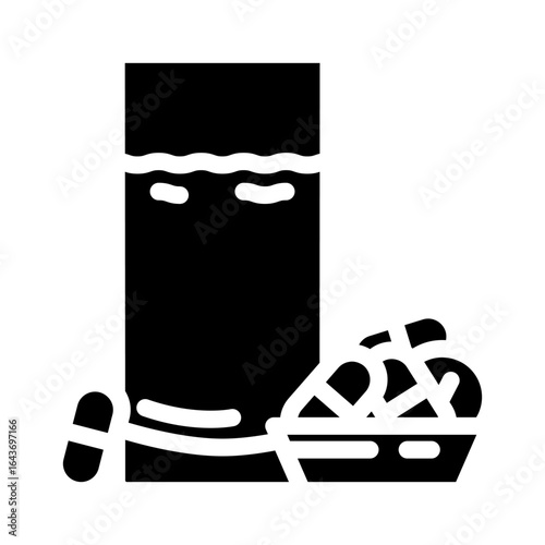 over prescription medicine glyph icon vector illustration