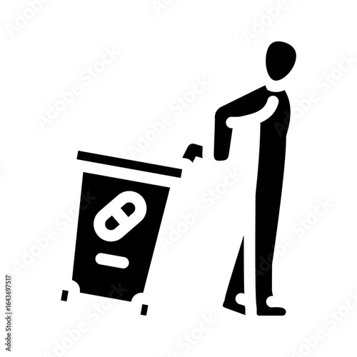 pharmaceutical waste collection glyph icon vector illustration