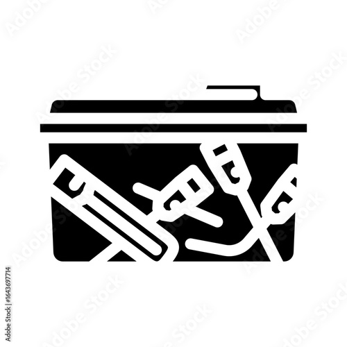medical waste disposal needles glyph icon vector illustration