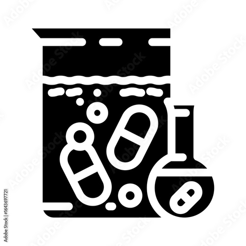 chemicals from pharmaceutical industry glyph icon vector illustration