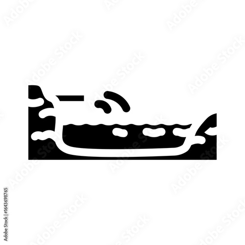 drain pipe releasing dirty water lake glyph icon vector illustration