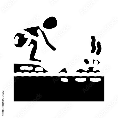children contaminated pond glyph icon vector illustration