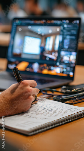 Laptop Screen Showing an Online Lecture on Transparent Background

