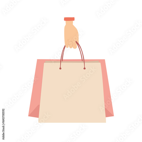 Hand Holding Beige Shopping Bag