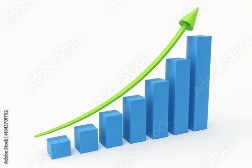 Blue bar graph with upward trending green arrow indicating growth Free Download Blue bar graph with upward trending green arrow indicating growth - GFXLoad