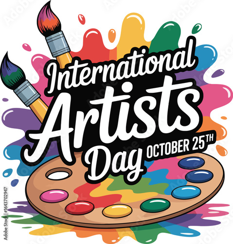 International Artists Day Celebration with Paintbrushes and Palette