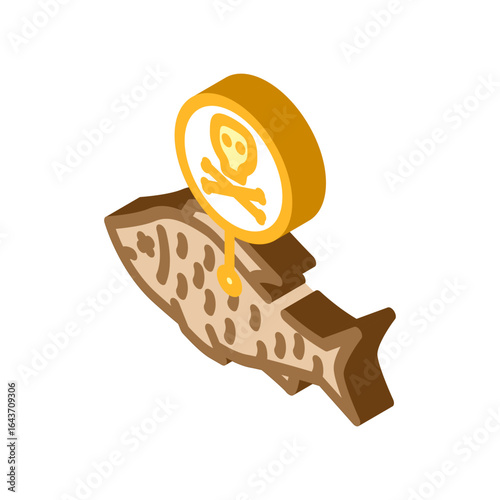 poisoned fish isometric icon vector illustration