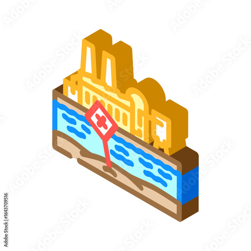 factory wover river isometric icon vector illustration