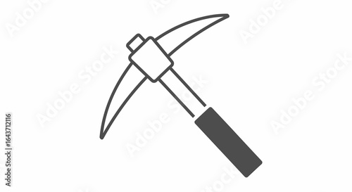Simple Line Icon of a Pickaxe for Mining, Construction, or Exploration