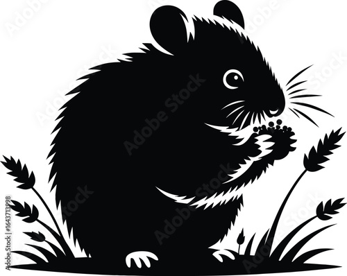 Cute Hamster Silhouette vector illustration isolated on a white background