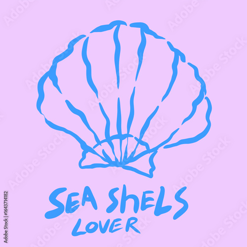 Seashell Paradise Club. Seafood artwork. Ocean Shell Club. Only fresh seafood. Summer vibes artwork. Seashell beach vintage artwork. 