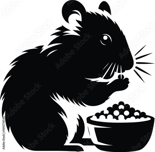 Cute Hamster Silhouette vector illustration isolated on a white background