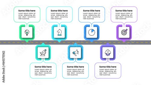 Infographic template. Road with 7 steps and icons