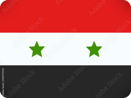 The national flag of syria featuring three horizontal stripes of red white and black with two green stars in the center