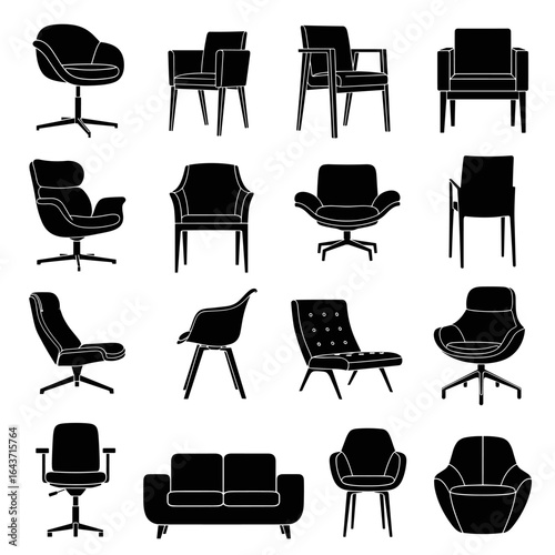 Collection of modern and contemporary office and lounge seating styles
