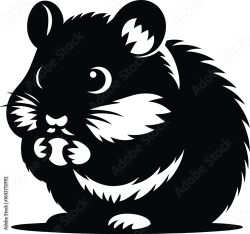 Cute Hamster Silhouette vector illustration isolated on a white background