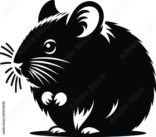 Cute Hamster Silhouette vector illustration isolated on a white background