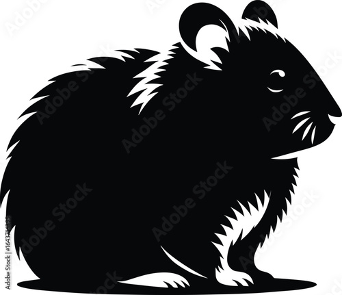 Cute Hamster Silhouette vector illustration isolated on a white background