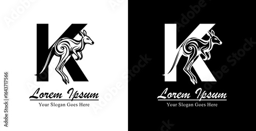 Kangaroo logo design combined with the letter K