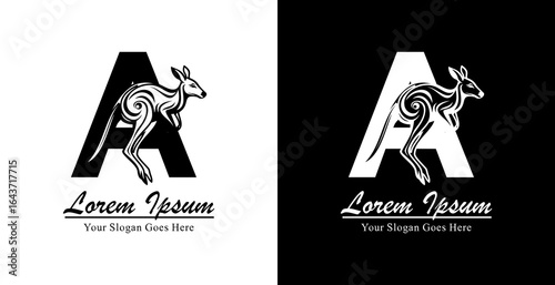 Kangaroo logo design combined with the letter A