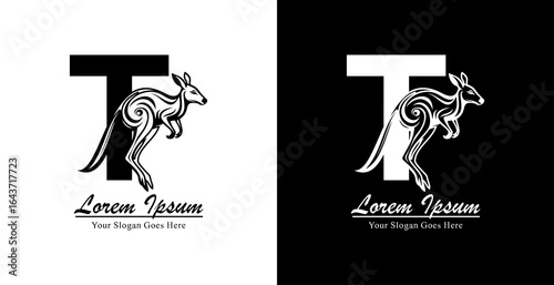 Kangaroo logo design combined with the letter T