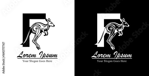 Kangaroo logo design combined with the letter F