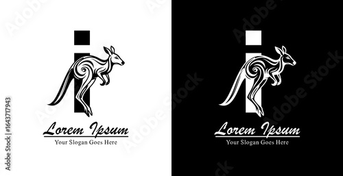 Kangaroo logo design combined with the letter i