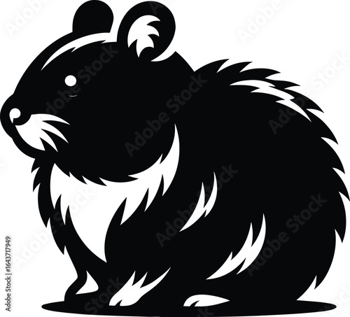 Cute Hamster Silhouette vector illustration isolated on a white background