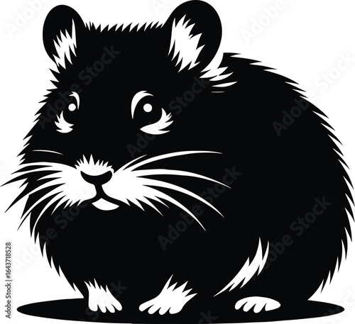 Cute Hamster Silhouette vector illustration isolated on a white background