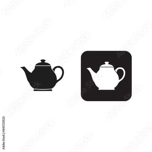 Minimalist Teapot Silhouette Vector, Classic Kitchenware Illustration, Black Tea Pot Icon Graphic