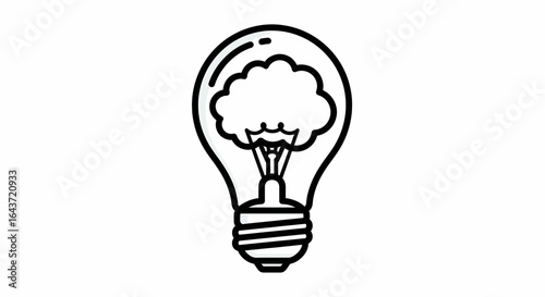Creative Brainstorming An Illustration of a Lightbulb with a Cloud Inside, Representing Ideas