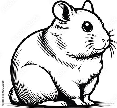 Hamster outline art vector illustration isolated on a white background