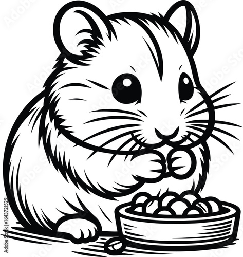 Hamster outline art vector illustration isolated on a white background