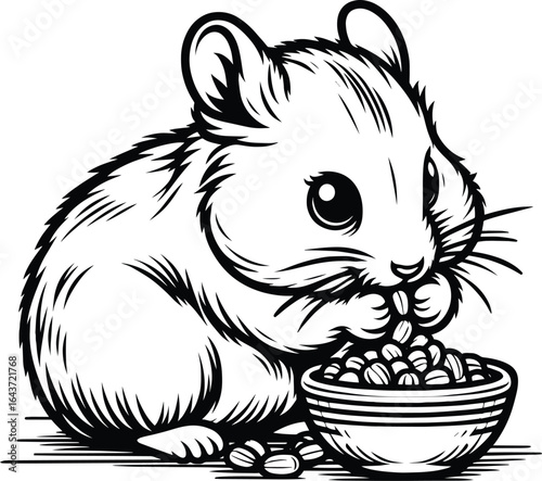 Hamster outline art vector illustration isolated on a white background