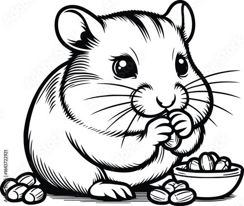 Hamster outline art vector illustration isolated on a white background