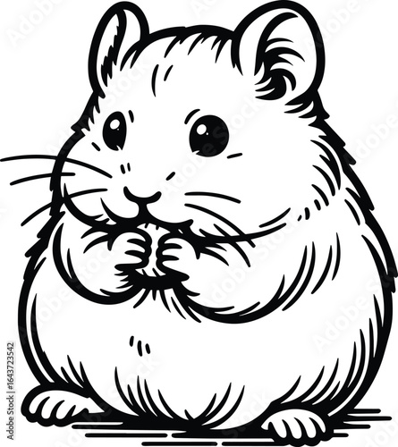 Hamster outline art vector illustration isolated on a white background