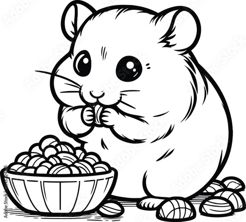 Hamster outline art vector illustration isolated on a white background