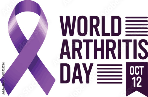 World Arthritis Day Purple Ribbon Awareness Oct 12