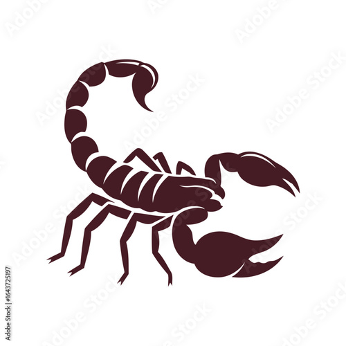 Scorpion black silhouette vector, poisonous animal, dangerous insect, desert wildlife, zodiac sign, horoscope, isolated graphic