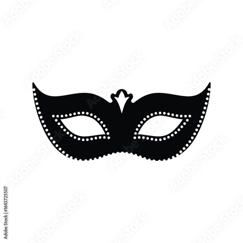 Black masquerade mask vector, carnival party, venetian ball, elegant accessory, mystery and celebration graphic, isolated