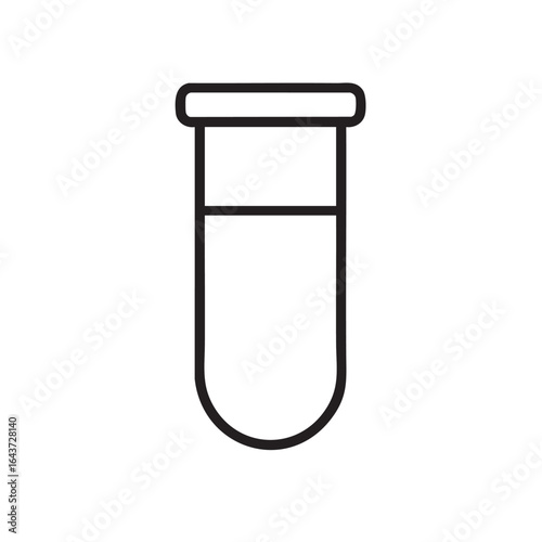 Test tube with sample in minimalist outline style for scientific research and medical testing diagnostics and pharmaceutical industry development for educational purposes