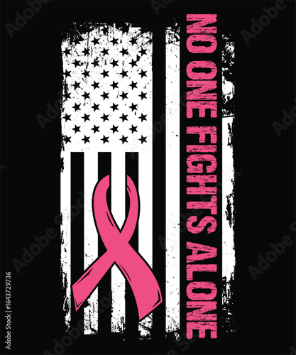 Vintage USA Flag, pink ribbon, breast cancer fighter