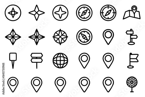 Navigation and Location Icons Set compass direction