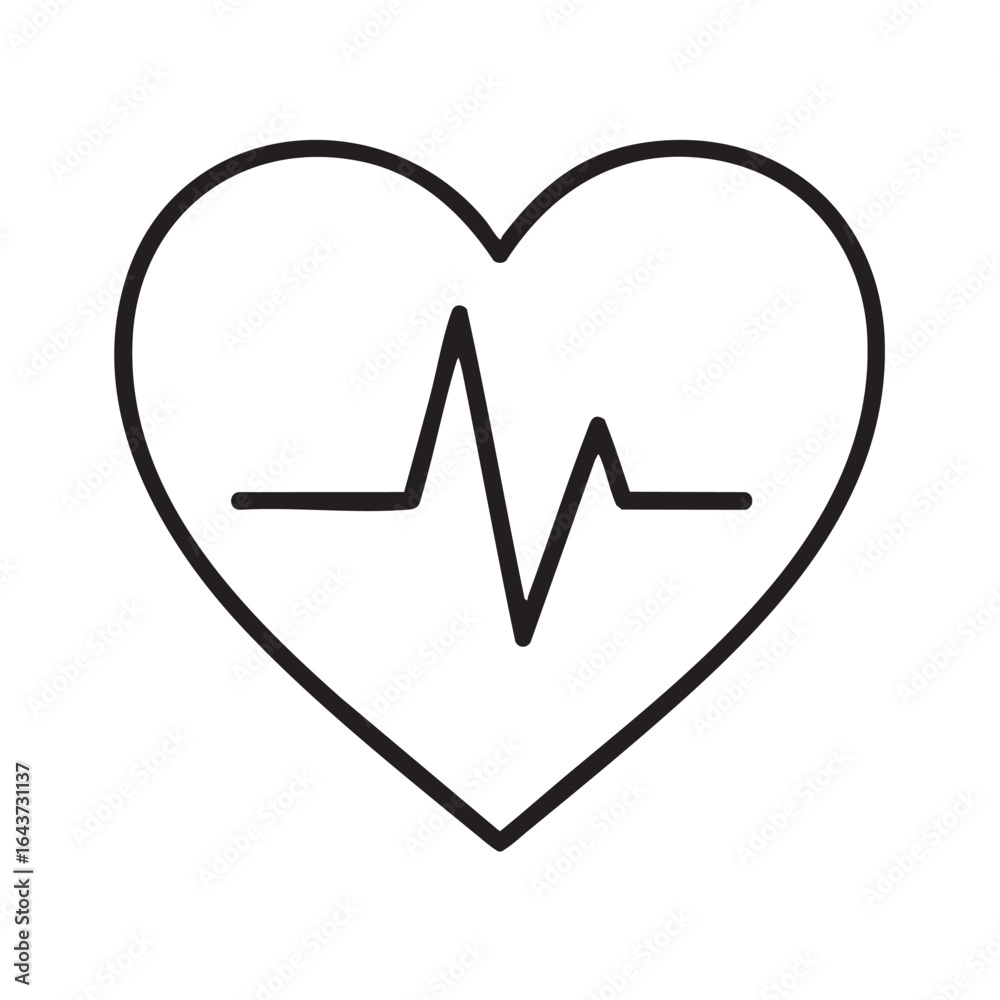 Heartbeat Symbol in Heart Outline Minimalist Line Art for Medical Healthcare and Wellness Concepts Graphic Illustration Vector Heartbeat Symbol in Heart Outline Minimalist Line Art for Medical Healthcare and Wellness Concepts Graphic Illustration Vector