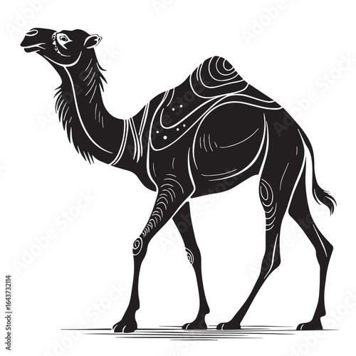black arabian camel Silhouette Vector, High Quality Illustration on White Background
