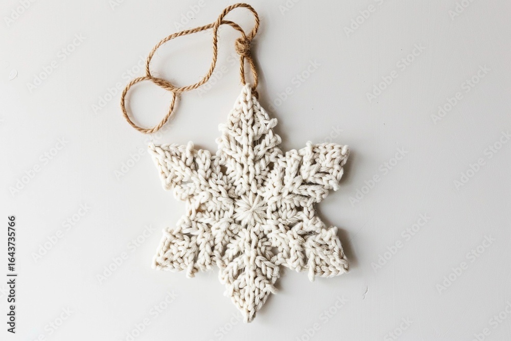 Fototapeta premium Handmade snowflake ornament crafted from natural materials for festive decorations during winter holidays