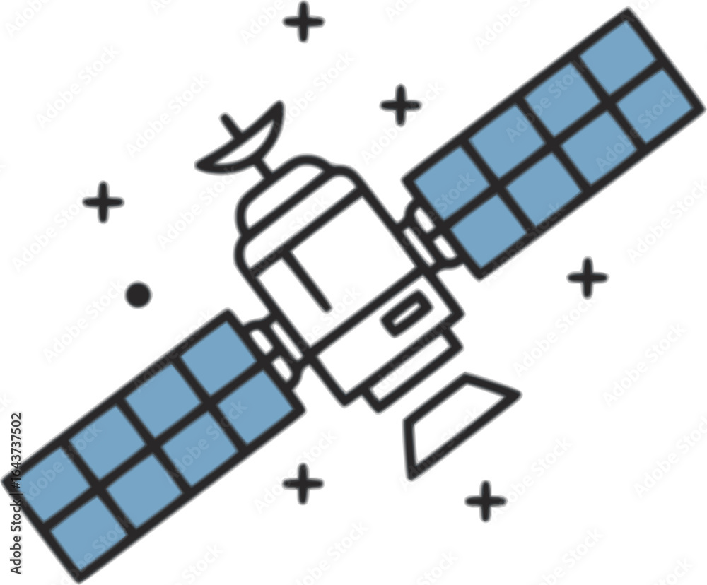 Obraz premium space satellite icon line art vector illustration design 